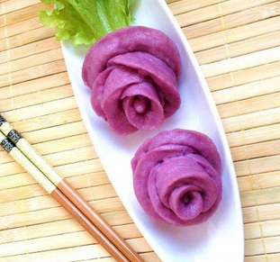 紫薯玫瑰花卷的做法